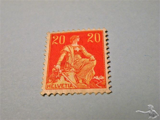 Briefmarke 20 Rappen Helvetia mit Schwert 1908